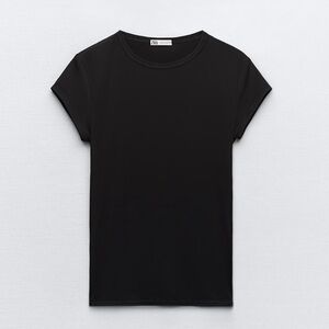 Zara Polyamide Black T-Shirt